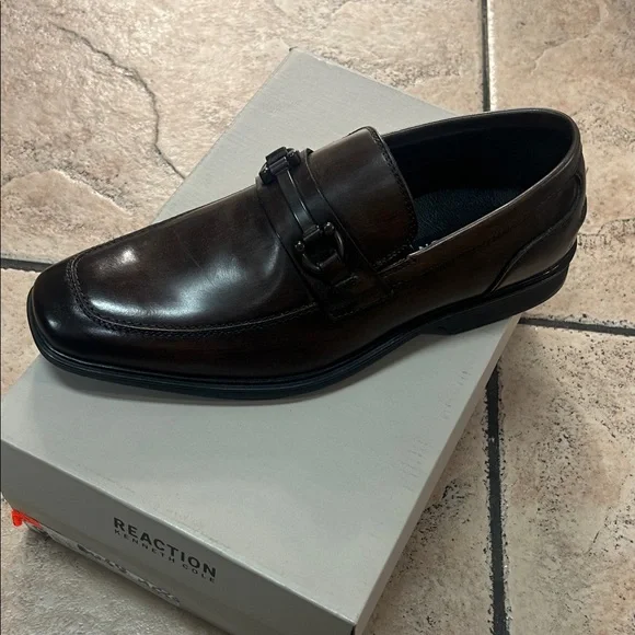 Kenneth Cole Reaction Dark Brown Leather Loafers New - Picture 1 of 5